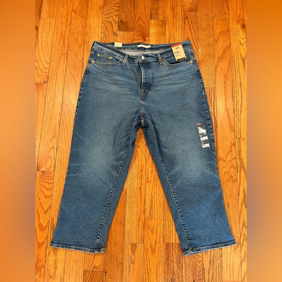 Levis Denim Jeans Womens 20W Wedgie Straight High Rise Ankle Button Fly Blue New - Picture 4 of 11